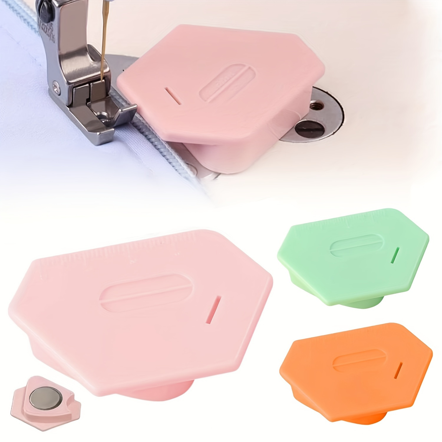 3Pcs Sewing Magnetic Seam Guide, Magic Polygon With Graduated Magnetic Gauge Sewing Machine Multi-Purpose Fixed Gauge Magnet Clasp Locator Tool ( Green