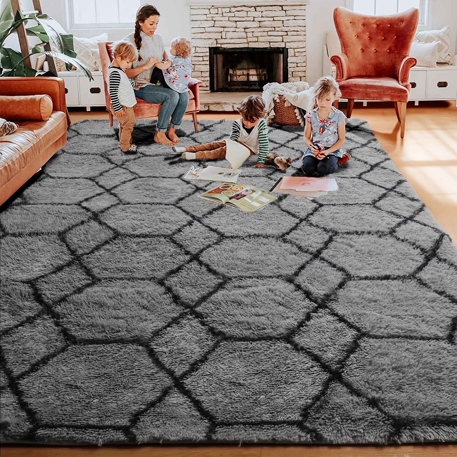 Marokkanischer Teppich 15,2 X 22,9 Cm – Weich, Maschinenwaschbar, Geometrisches Boho-Design, Grau