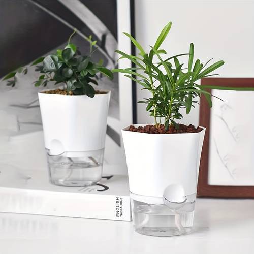 3 vasi da fiori autorecettivi ( corde), beccuccio con livello acqua , vaso da fiori da giardinaggio in plastica, vaso da fiori idroponico da interno, per scrivania e balcone, per persona , senza necessità di innaffiare, giardinaggio, vaso da fiori per piante