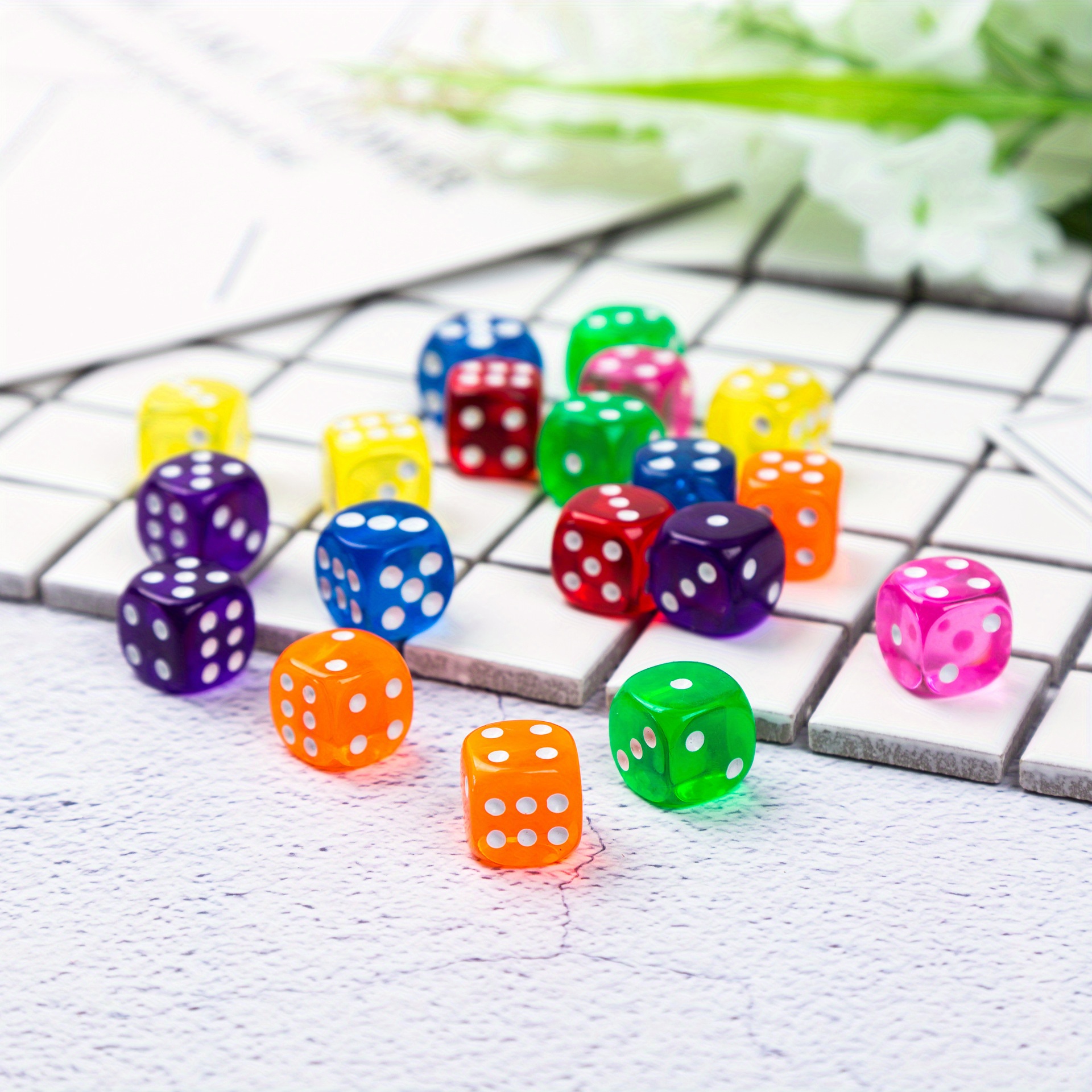 50pcs Vibrant Mini Acrylic Dice Set