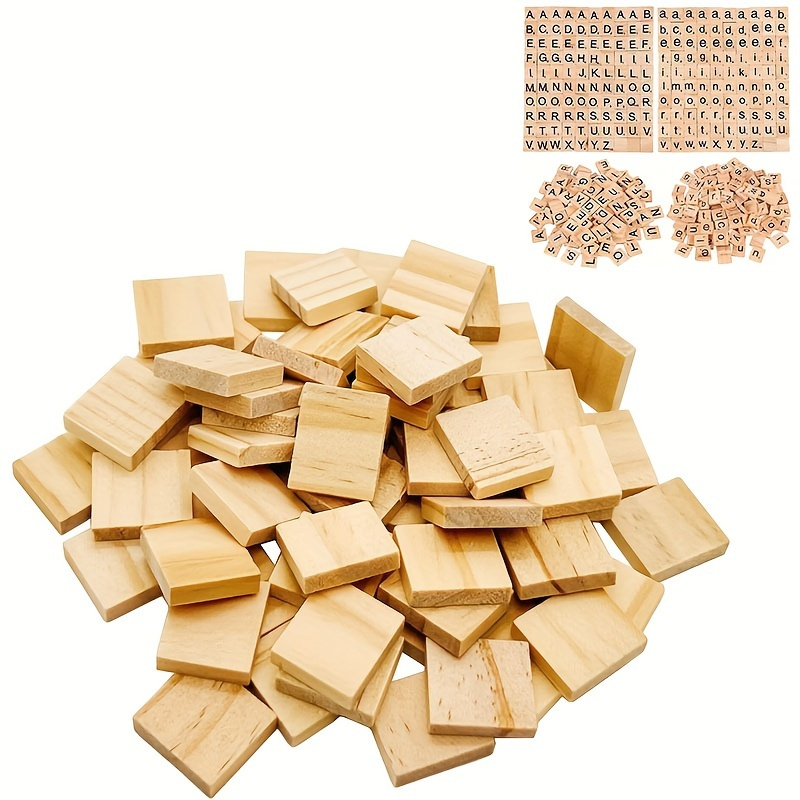 

200pcs Unfinished Wooden Letter Tiles, Blank Wood Squares For Diy Crafts, Room Decor, Laser Engraving & Carving, Art Projects