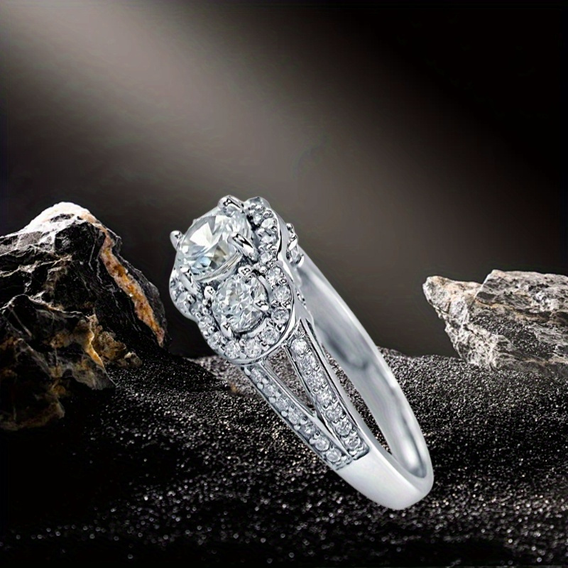 3pc Lab Grown Moissanite S925 Sterling Silver Ring Set