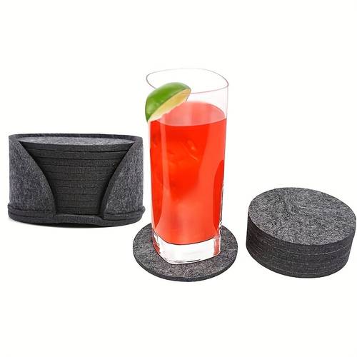 10pcs felt coasters round non slip heat resistant washable glass coasters design glass coasters suitable for cups table bar glass coasters