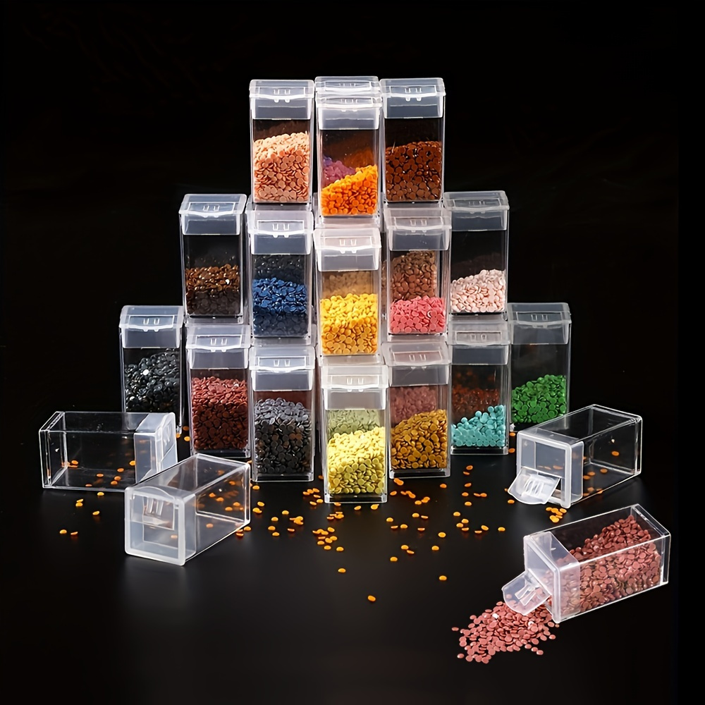 

12pcs Clear Square Plastic Storage Containers With - Ideal For Diy Mosaic, Diamond Beads & Crystal Stones Organization, 0.98x0.98x1.97 Inches