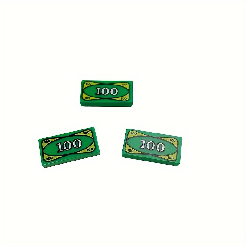100 Dollar Bill Print 1x2 Interlocking Bricks DIY Money Tile Accessories