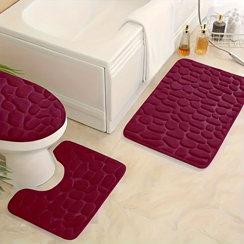 

A Set Of Minimalist Pebble Bath Mats, Solid Color Bathroom Rugs, Absorbent Foot Mats.