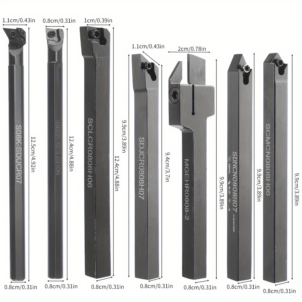 21-Piece Indexable Lathe Tool Kit - 5/8" (16mm) Shank, 7 Holders & 14 Carbide Inserts For Turning, Boring, Grooving