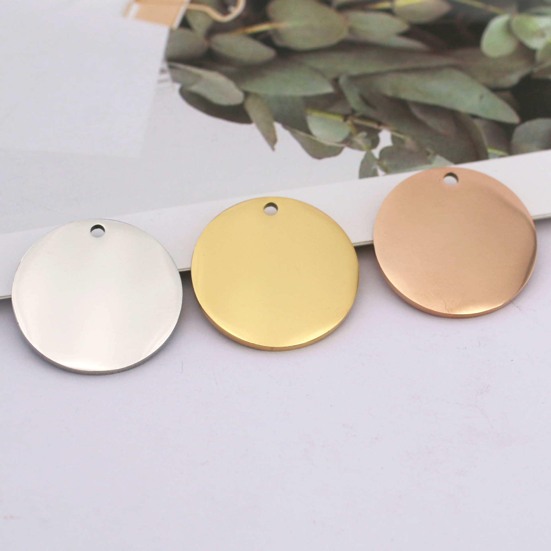 Custom Engraved Stainless Steel Dog Tag, Personalized Round ID