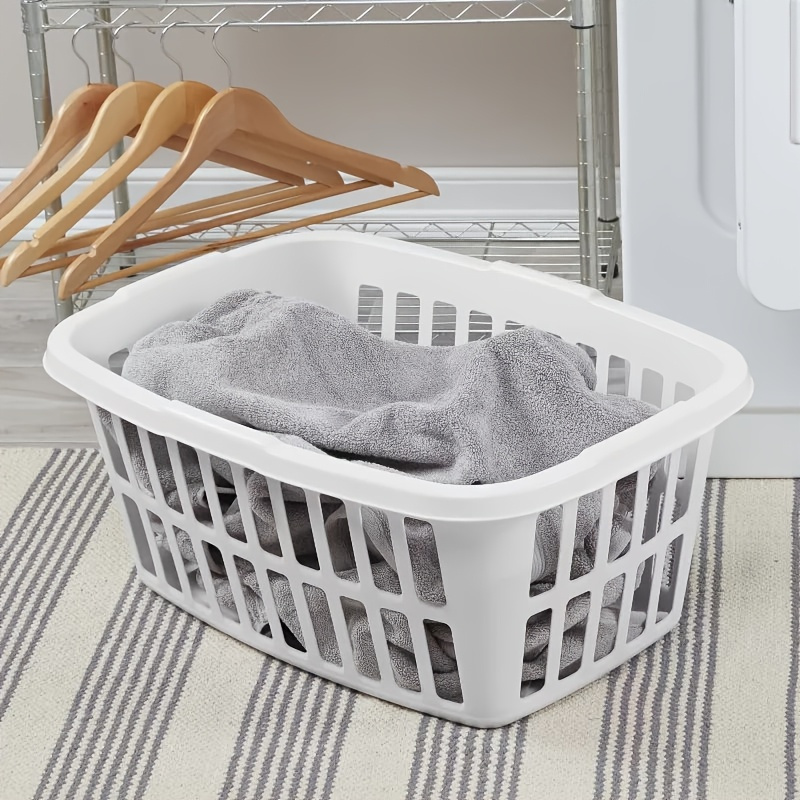 

1.5bu White Laundry Basket With Removable Shelf - Plastic Storage Bin For , Baskets, Bins & Containers For