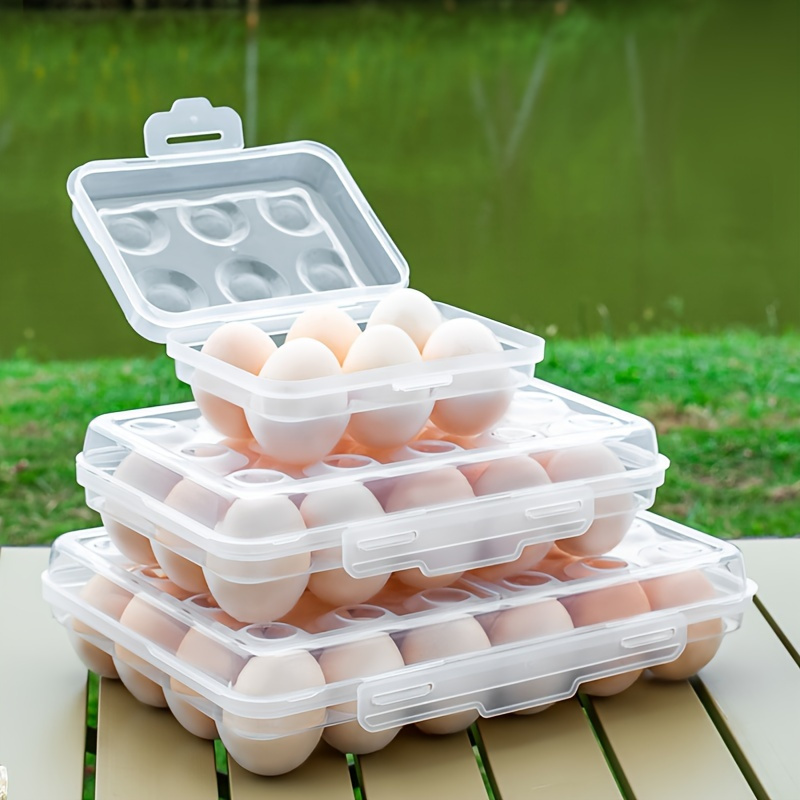 6 15 24 compartment shockproof stackable food grade transparent egg storage container for refrigerators cabinets and outdoor camping
