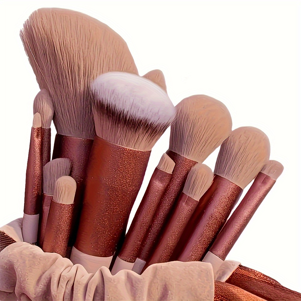 

13pcs Professional Makeup Brush Set, Soft Polyester Bristles, Flawless, Hypoallergenic Nylon Bristles Suitable For Types, Abs Plastic Handle, Fragrance-free