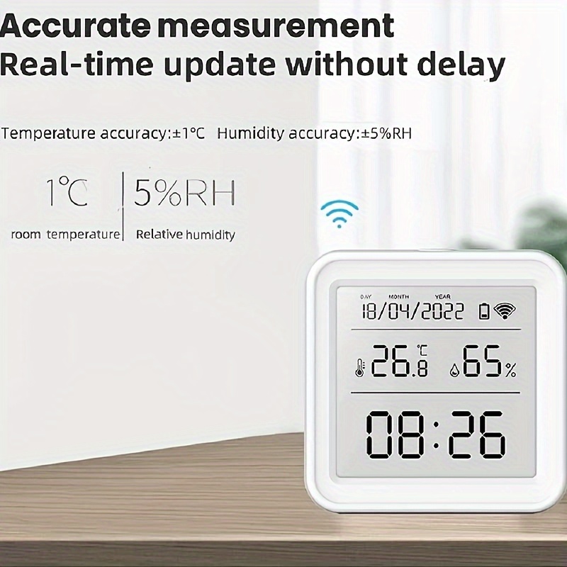 WiFi thermometer hygrometer voor binnen: slimme temperatuursensor, digitale temperatuurvochtigheidsmonitor met app en gegevensopname, fit met Alexa, voor slaapkamer, broeikas, wijnkelder (1 stuk
