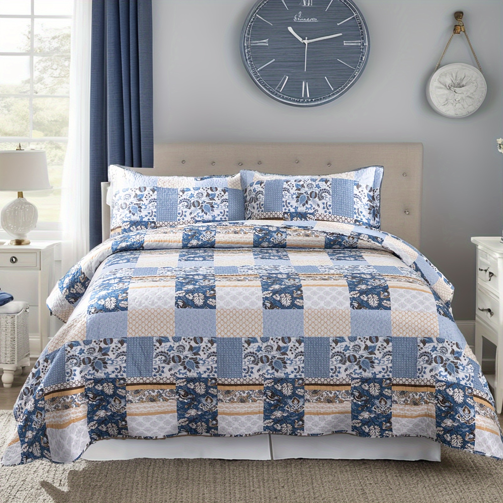 Parure de lit rustique - Autumn check Terre de sienne par nendo - Housse de couette ou taies d'oreiller en satin de coton écossais Hygge Farmhouse - France
