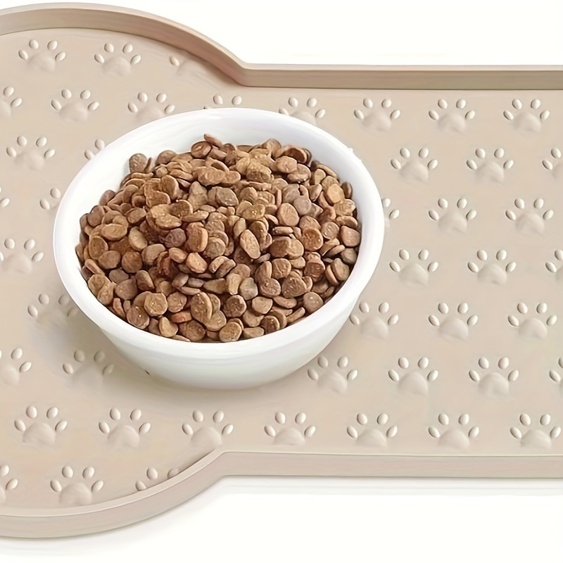 

Non-slip Silicone Dog Feeding Mat With Elevated , Waterproof And Washable Pet Food Pad With Paw For Small To Medium Breeds, Dog Food Mat