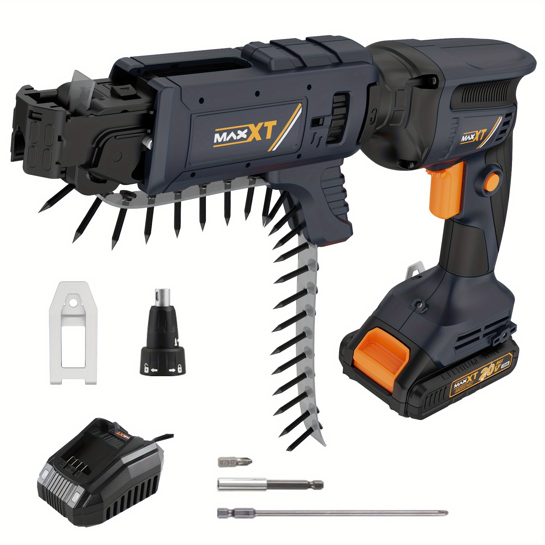 Image of 20v Brushless Drywall Screw Gun, Maxxt Lithium-ion Brushless Self-feed Drywall Screwdriver With Automatic Feed At Variable Speed And Finishing Drywall Additions (including A 2.0ah Battery And Charger)