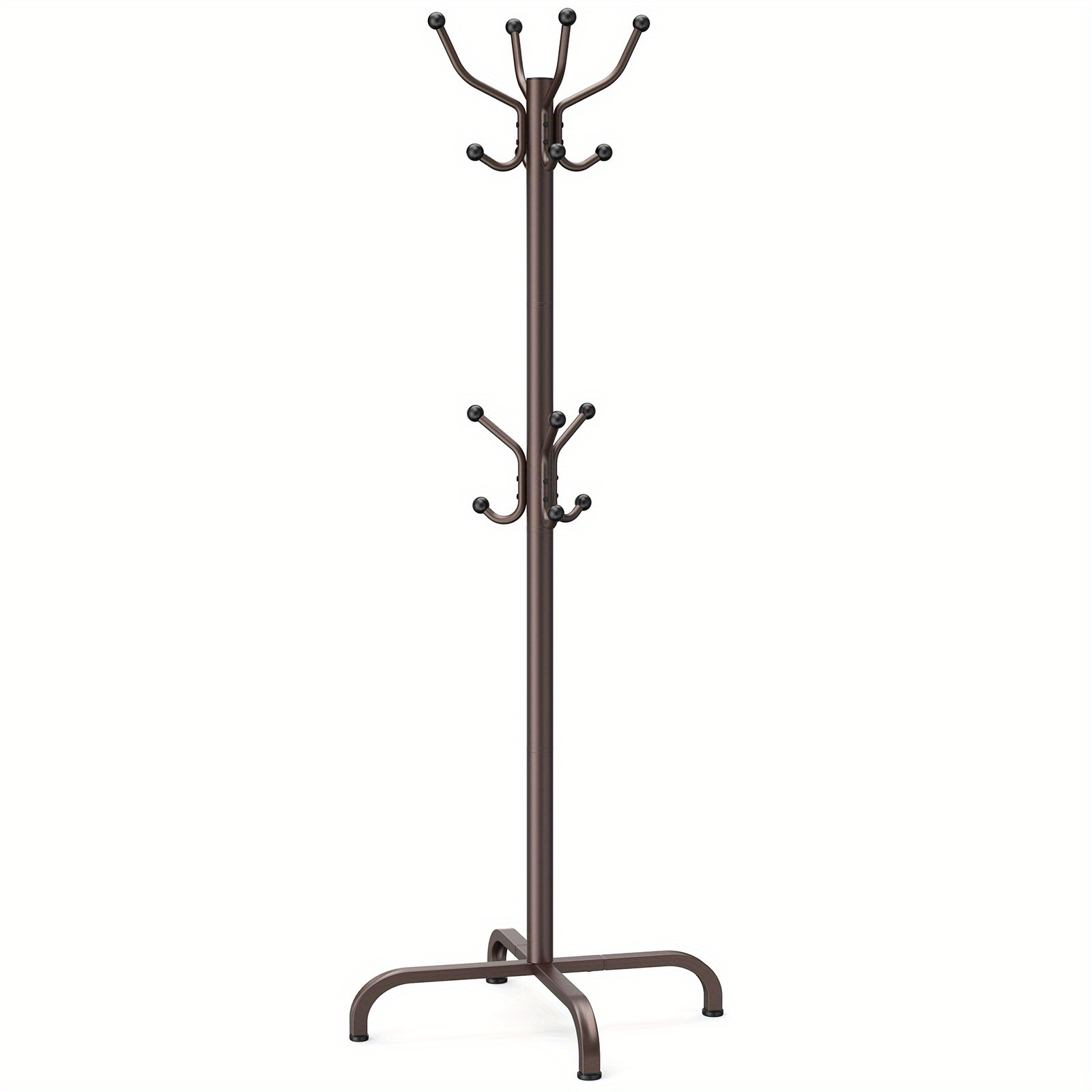 TEMU Adjustable Metal Coat And Hat Rack With 14 Hooks - 4 Height Settings, A Durable Storage Solution For Hats And Clothes, Ideal For Home And Outdoor Leisure Gear