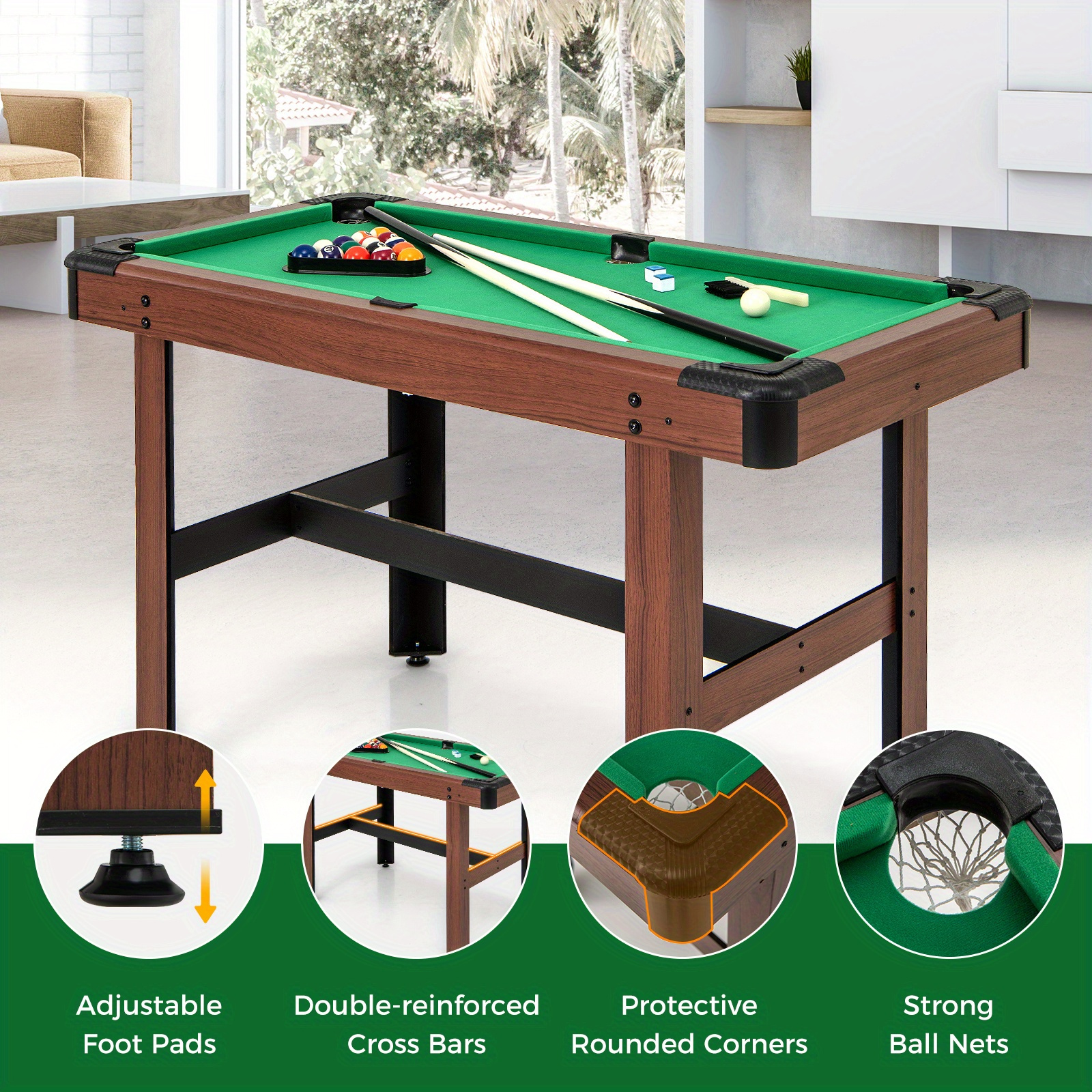 GOFLAME Pool Table with Full Set of Accessories
