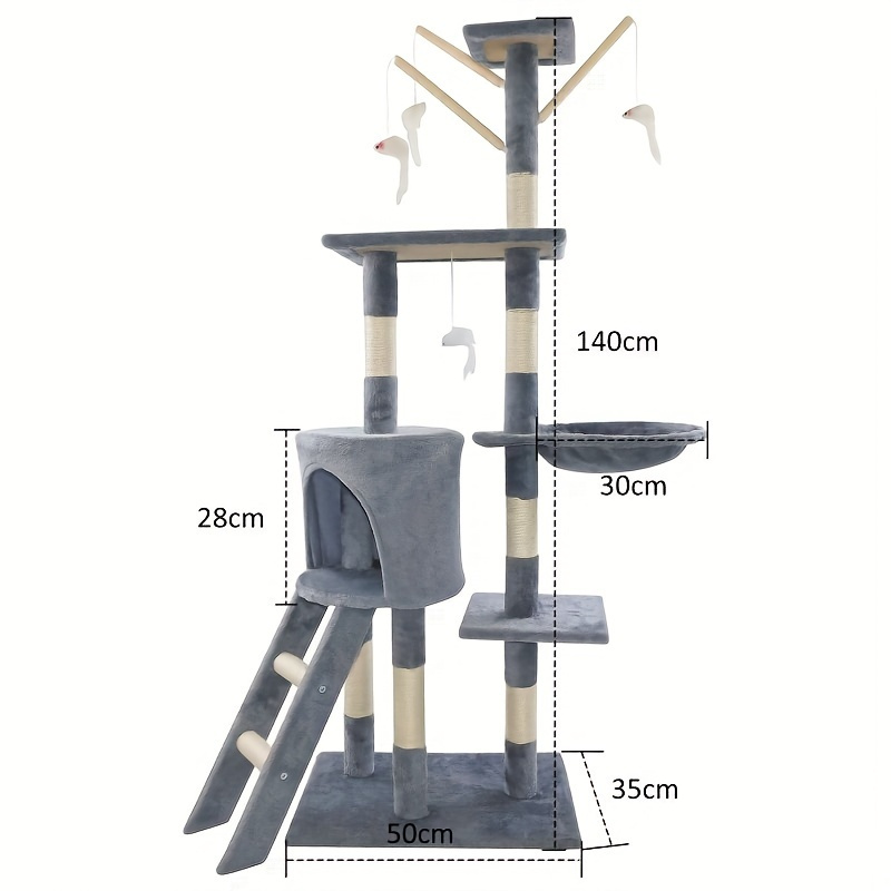 TEMU Cat Tree Kitten Scratching Post Activity Centre Cats Climbing Tower 140cm With Heavy Duty Sisal Cozy Condo For Indoor Cats Play And Rest