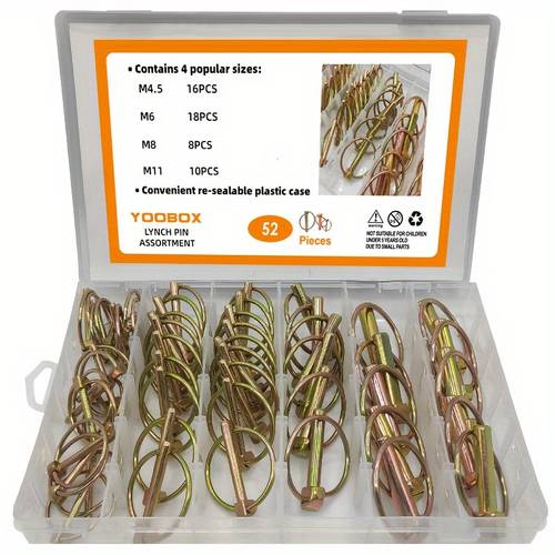 52pcs heavy duty safety pin locking set strength quick lock pull ring positioning pins multi functional suitable for agriculture coal mining equipment secure locking system for heavy duty use
