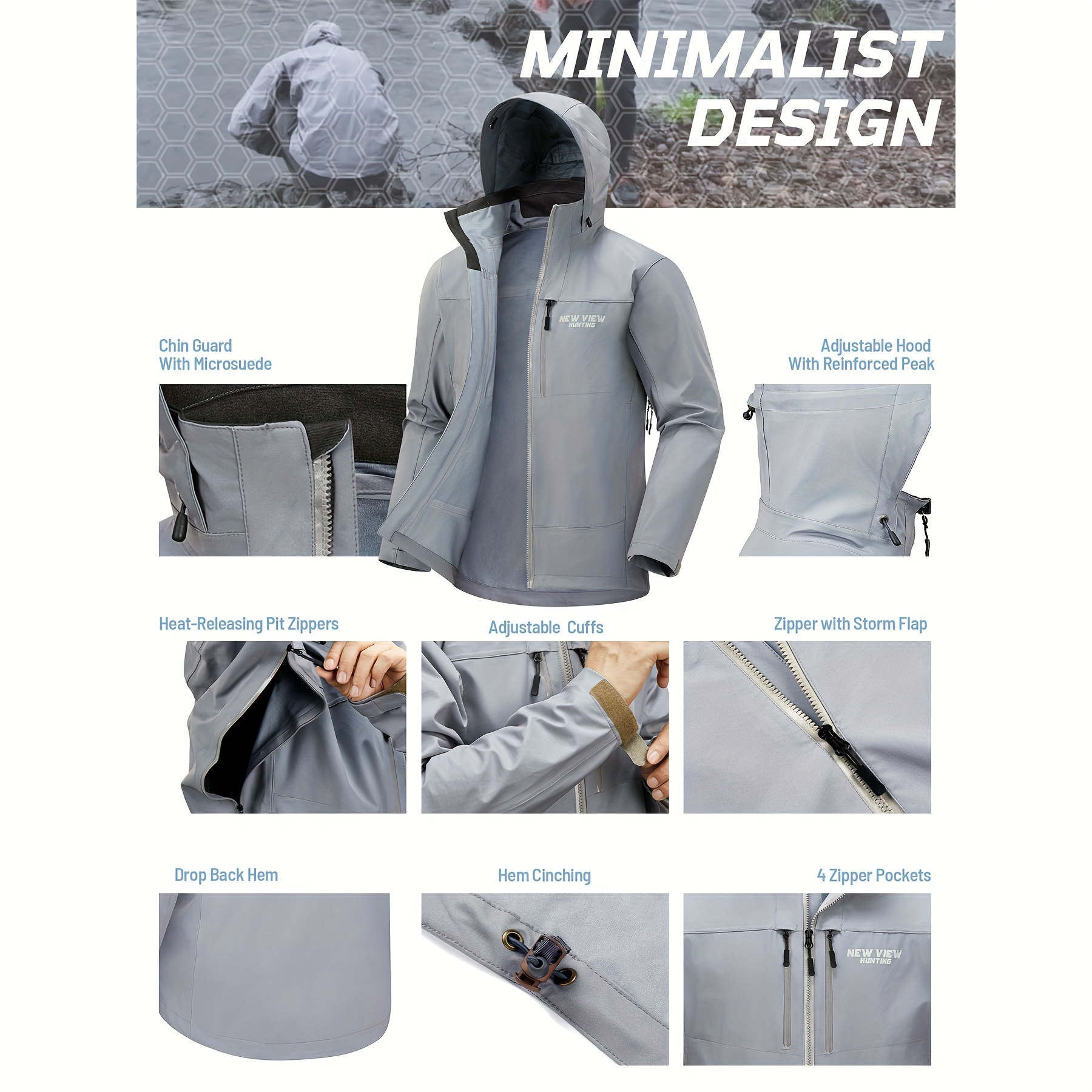 breathable rain jackets men waterproof hood Temu