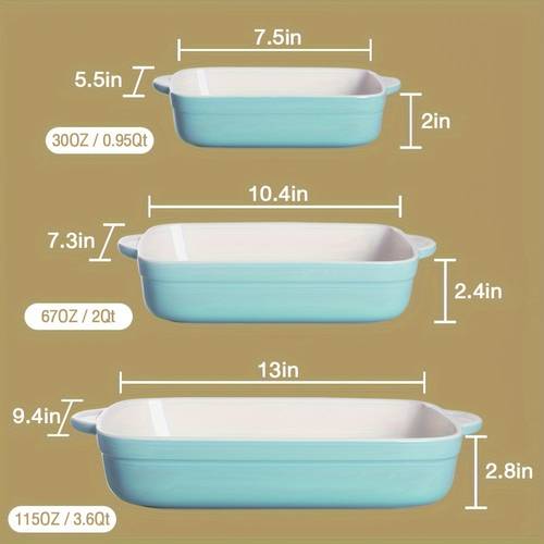 ceramic baking dish non stick roasting pan with handles rectangular pan for cooking kitchen cake dinner banquet and daily use 13 9 inches set of 3