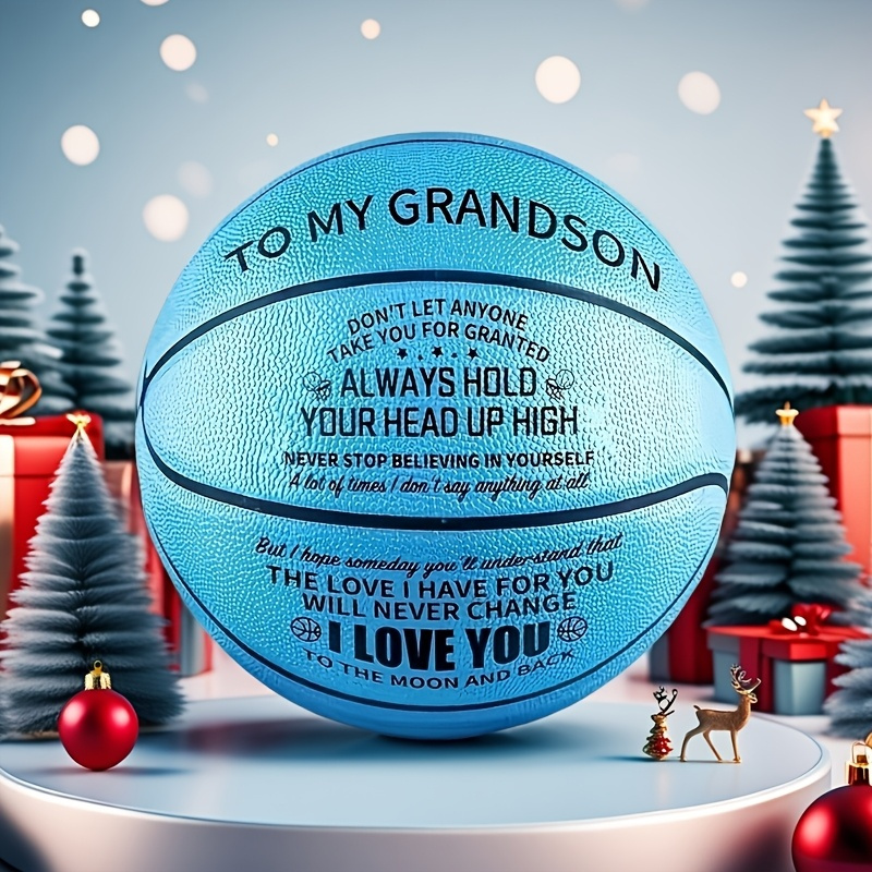 

1pc Inspirational Blue Basketball - Perfect Gift For With Message, Ideal For Birthday, Graduation, Valentine's Day From Dad, Mom & Grandparents - Pu Material, Basketball Gift