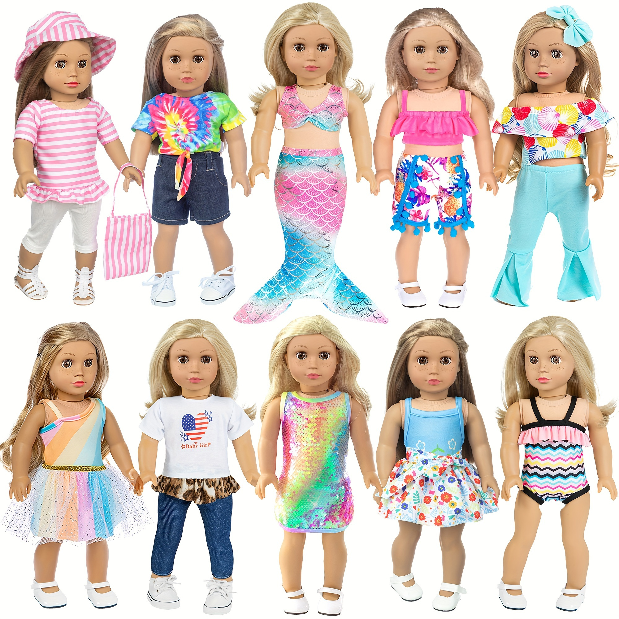 conjunto moda 10 juegos ropa accesorios muñecas 18 pulgadas Temu