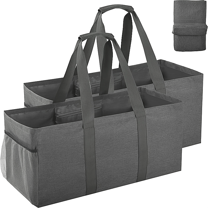 extra large 50l foldable tote bag durable 600d oxford fabric reusable grocery shopping bag with handles and pockets   travel storage 2pcs