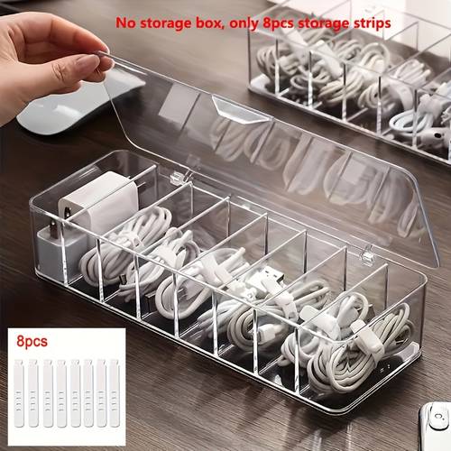 8pcs plastic cable organizer with a desktop storage organizer for storing cables and wires and a for data cables