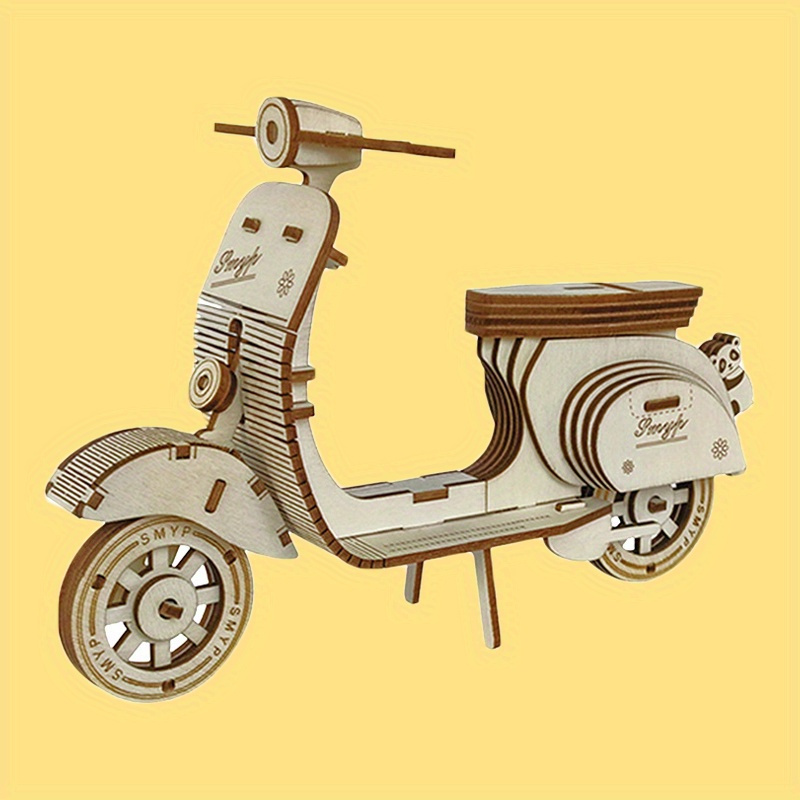 

Kit de Modèle de Scooter en Bois 3D à Soi- - Artisanat de Scooter Électrique d'Inspiration Vintage avec Détails Réalistes, de Bois Jaune - Cadeau Unique Idéal pour le An ou la Décoration de