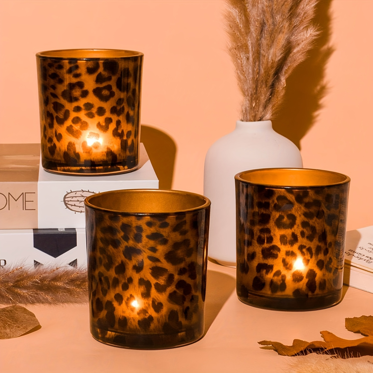 set om 3 leopardmönstrade ljushållare – stiliga - Temu Sweden