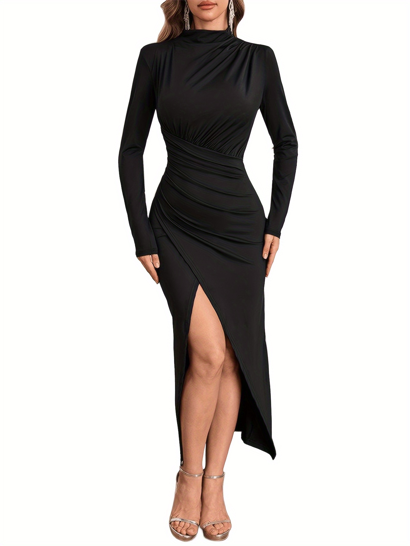 maxi bodycon dress pink WOMEN'S LONG SLEEVE MOCK NECK BODYCON SEQUINS MINI DRESS –  Wholesalefashiontrends.com