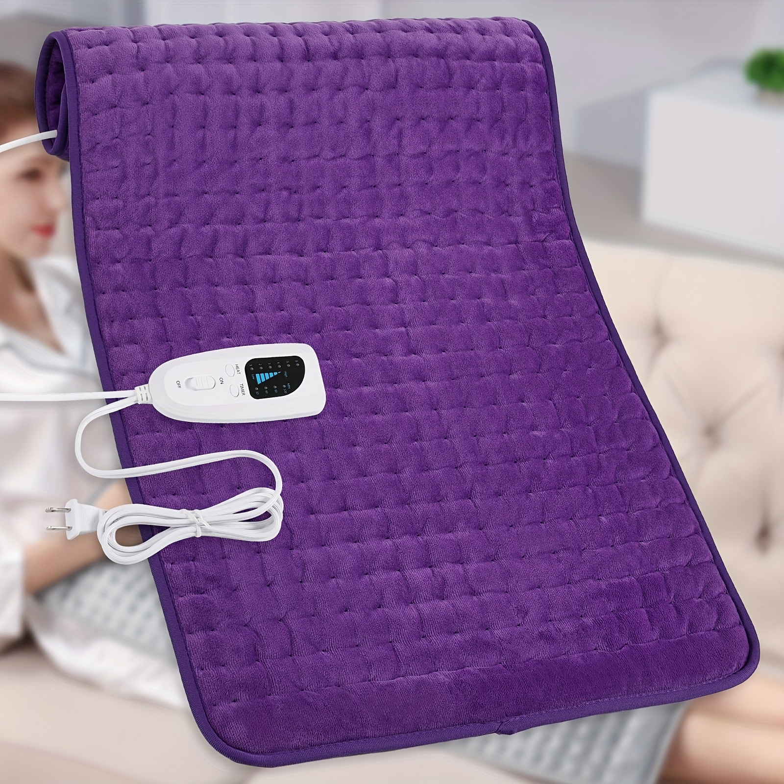 TEMU Xxl Heating Pad, 24in X 12in, 33in X 17in, 6 Heat Levels, Quickly Up To 140 ° F, Automatically Shuts Off In 2 Hours, Leg, Shoulder, Knee, Neck