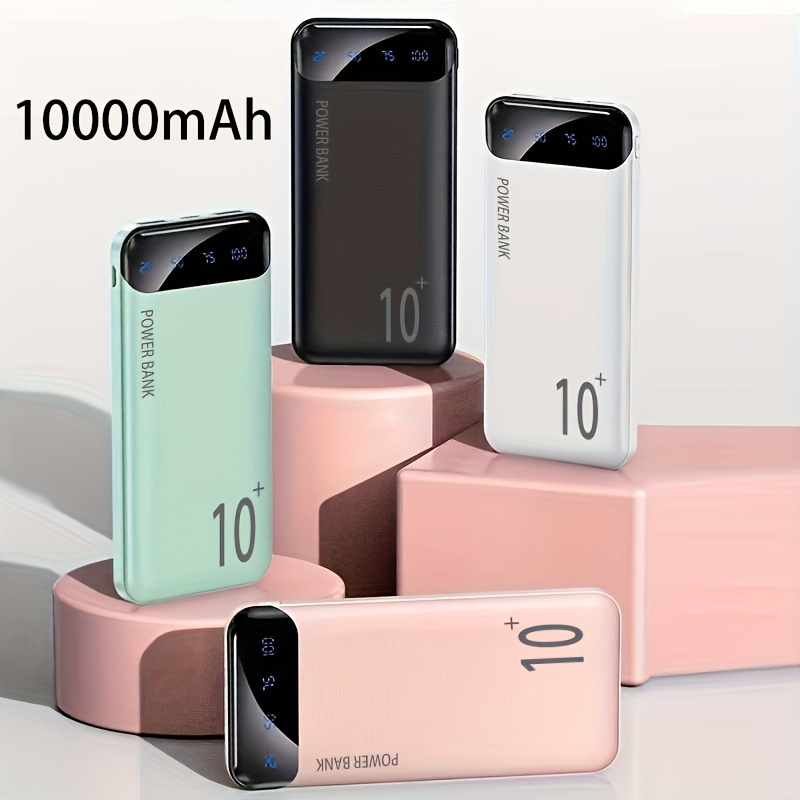 power bank portátil de   capacidade 10000-20000mah, carregador usb portátil 5v2.1a, led e tela digital, adequado para dispositivos ios/android, saída 2 , entrada type-c/micro, bateria de polímero de lítio   e estável, presente de  , presente de ano   0