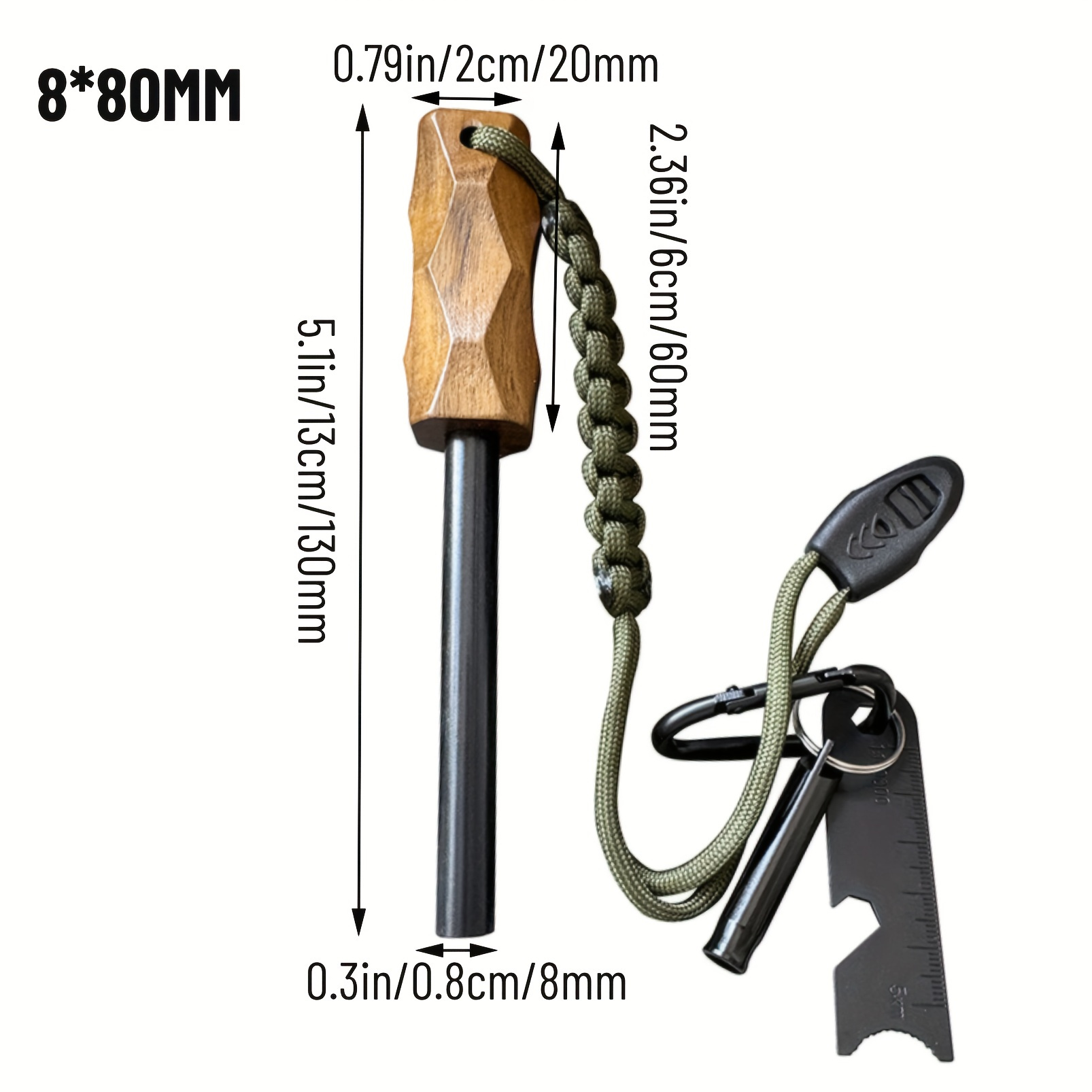 Emergency Ferrocerium Rod Fire Starter w/Handle+Fire Steel Scraper Flint Striker