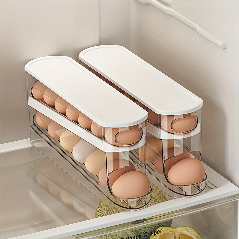 Space-Saving Refrigerator Egg Storage Containers - Durable Plastic, Transparent Design, Stackable Egg Organizer for Fridge Door, Kitchen Essential for Fresh Egg Preservation, Efficient Egg Holder | Stackable Organizer | Clear Construction