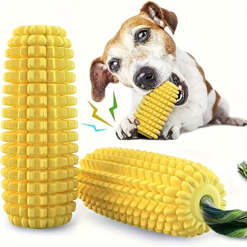 TEMU Squeaky Corn Cob Dog Chew Toy For Aggressive Chewers - Tough Interactive Teeth Cleaning Toy For Puppies & All Breeds, Fun & Safe For Small To Large Dogs, Dog Toys For Aggressive Chewers