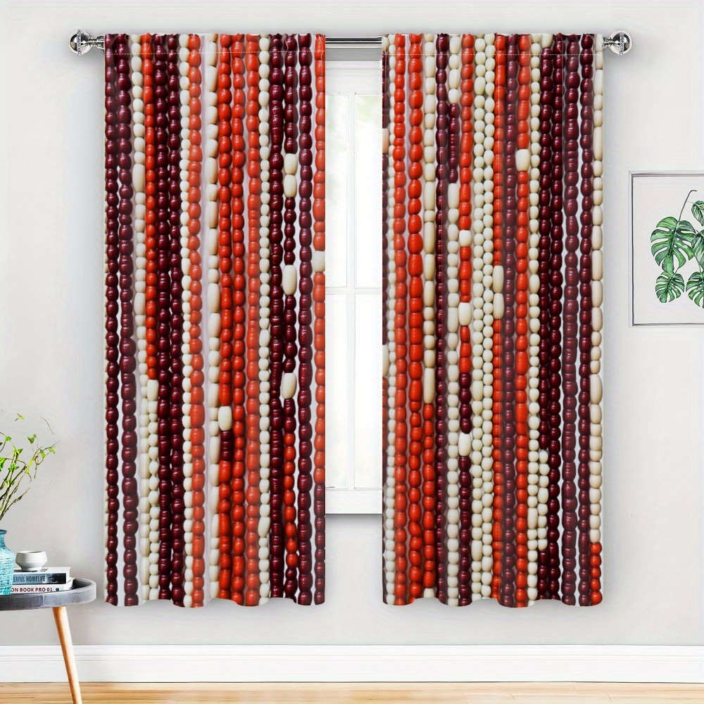 2pcs Living room curtains Stylish Brown Wood Bead Curtains for a Warm  Living Room Atmosphere inch