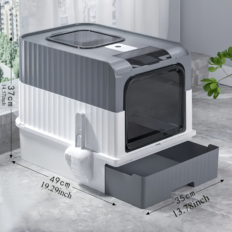 extra large cat litter box dual aisle cat litter box with drawer design and cat   odor and splash resistant easy to clean durable pp material   green design best gifts for cat lovers christmas gifts