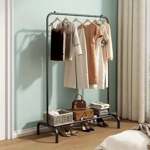 heavy duty portable clothes rack with bottom metal shelf large capacity for coats shirts more sturdy easy to clothes organizer for home storage