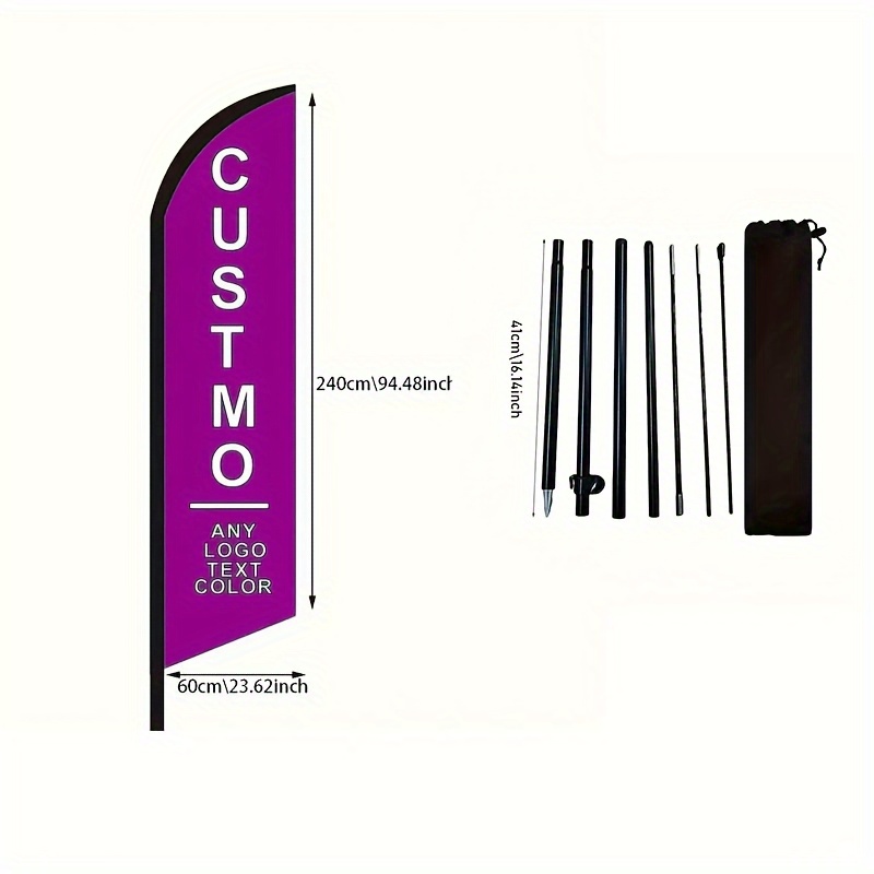 TEMU Custom Outdoor Set, Including A 3.4-meter Pole And - Made Of Durable And Breathable Polyester Fiber, With Digital Printing, Suitable For Events