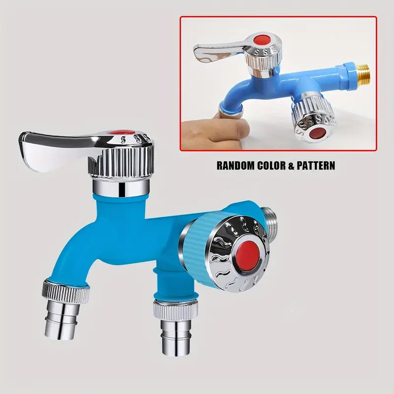 1 Rubinetto a doppia bocca per impieghi gravosi - Connettore per tubo da 1/2 pollice per lavatrici e lavelli multiuso - Realizzato in resistente plastica arancione, facile da installare, montaggio a parete, con manopole antiscivolo, adatto per lavanderie, cucine e bagni3