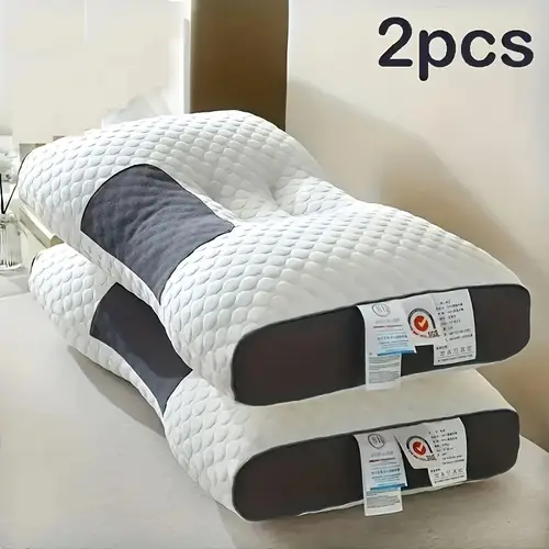 free total of 2pcs hotel pillows 1800g pillow core with adjustable ergonomic contour support high quality removable cover for comfortable sleep wholesale value knitted massage neck pillow