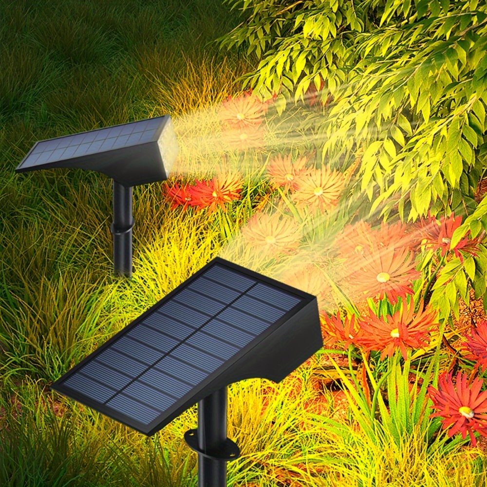2er-Pack Outdoor Solar Rasenleuchten Villa Garten Landschaftsbeleuchtung Hof Solarstrahler Baumleuchten Ohne Fernbedienung
