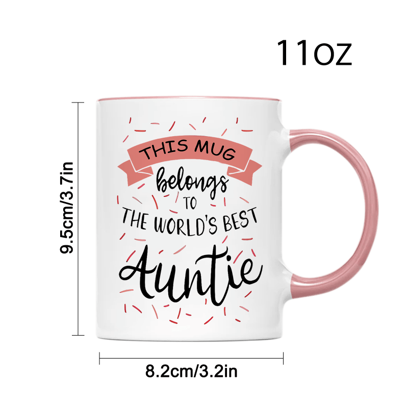   aunt ceramic coffee mug 11oz a fun and thoughtful gift for birthdays weddings or family use featuring a vibrant red and   with pink handles dishwasher safe coffee cup 3