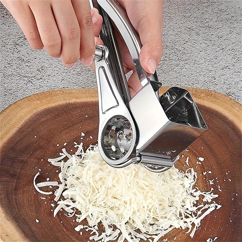 premium stainless steel cheese grater manual rotating grater with ergonomic handle durable easy   for   use perfect gift for     for kitchen culinary accessories sleek metallic     kitchenware