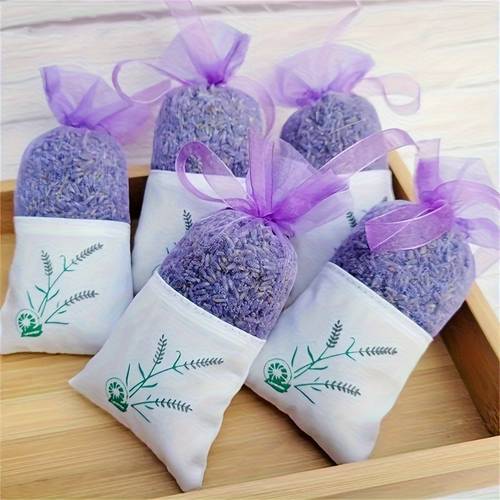 10pcs bags with lavender patterns polyester with transparent mesh pockets drawstring closure air party favors holiday gifts decor