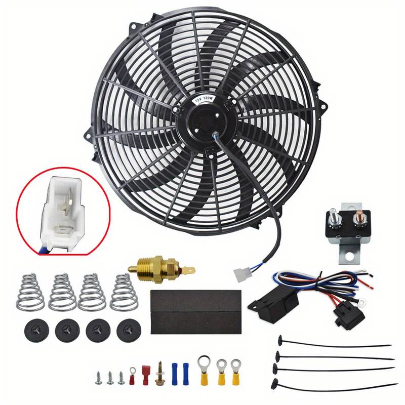 CARBOLE 16 Inch Electric Radiator Cooling Fan Kit - 120W, 3000CFM, With Relay & Thermostat