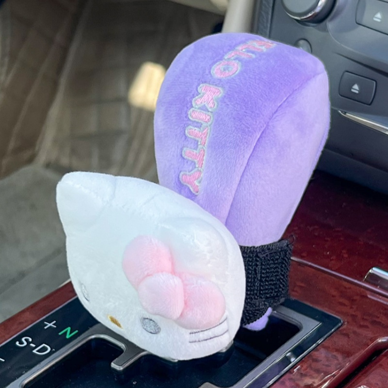 Sanrio Hello Kitty Cartoon Cute Car Safety Cover, Short Plush Handbrake Gear Cover, Car Interior Decoration Accessories, Birthday And Christmas Creative Gifts