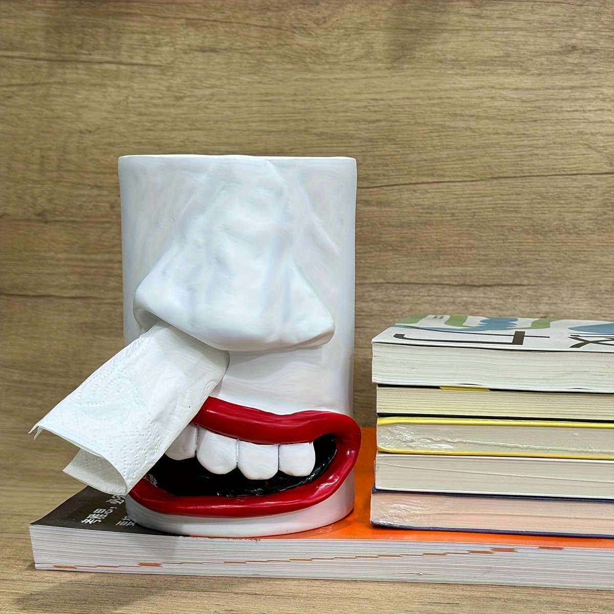 1  resin facial decoration ornament multifunctional napkin paper holder unique tissue box napkin dispenser storage box suitable for bathroom bedroom vanity table home and kitchen decor Product details 4